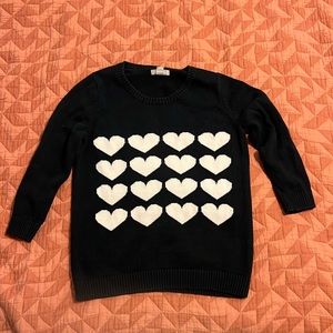Banana Republic Black and White Heart Sweater Size Large